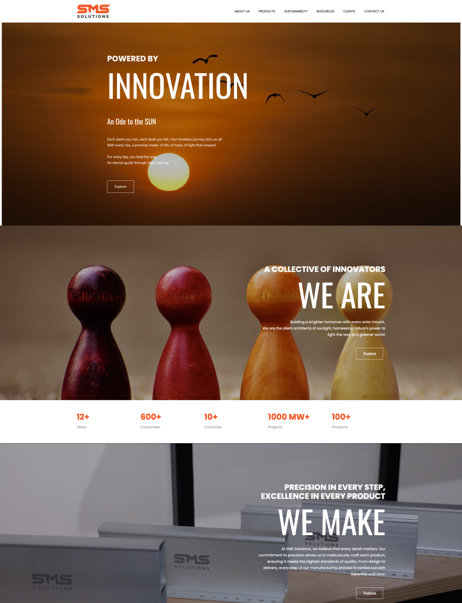 Solar manufacturing company website
